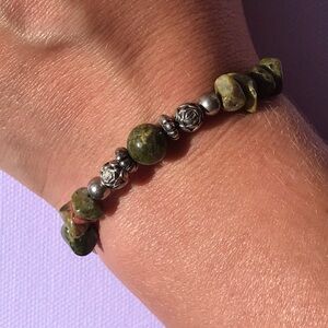 Unakite Crystal Beaded Bracelet